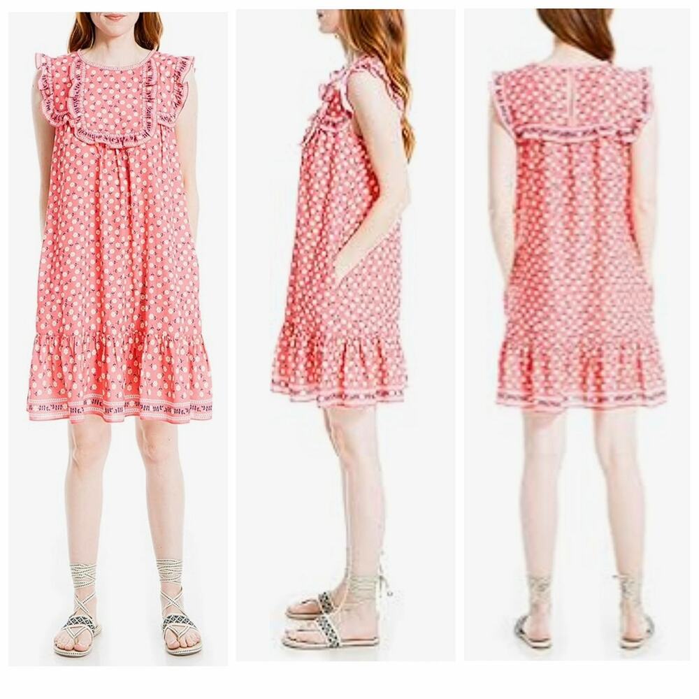 Max Studio sleeveless floral printed ruffle dress sz XS NWT